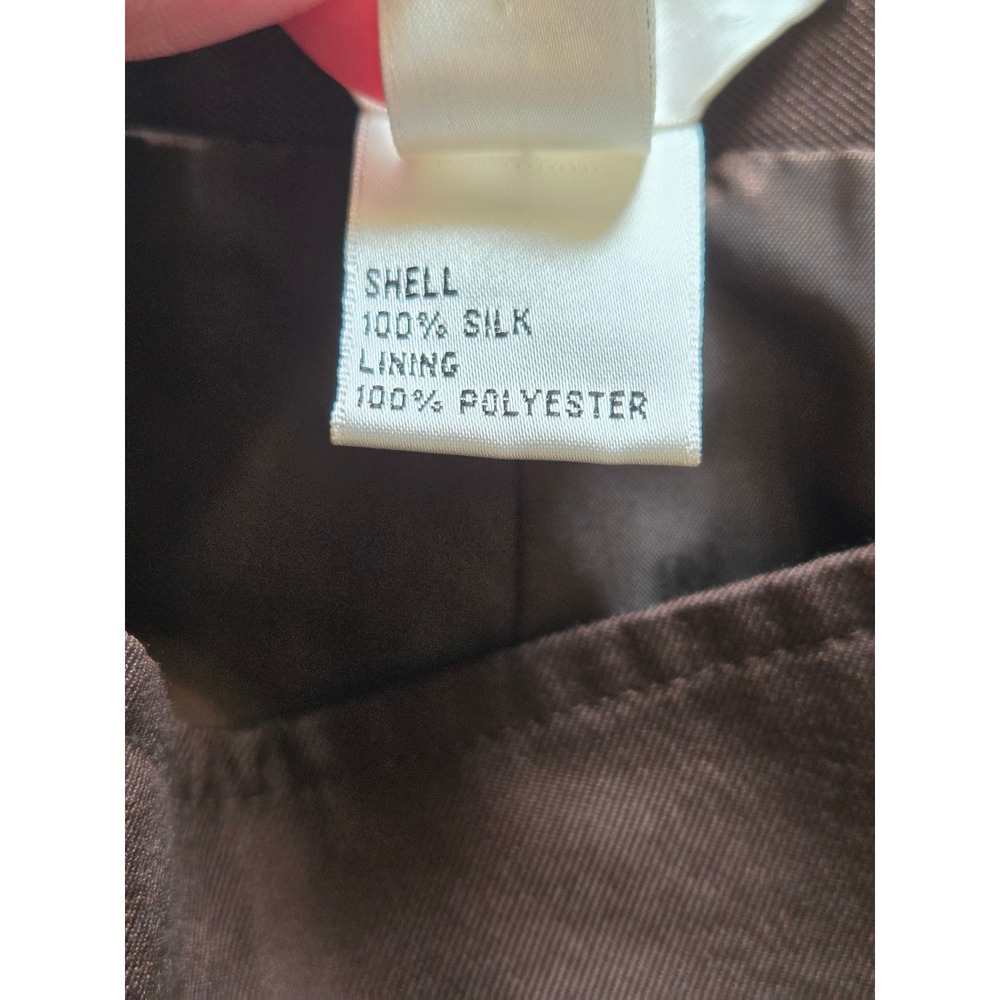 Talbots Petites Brown 100% Silk Wide‎ Leg Dress Pants Trousers Womens Size 8P - Picture 5 of 8